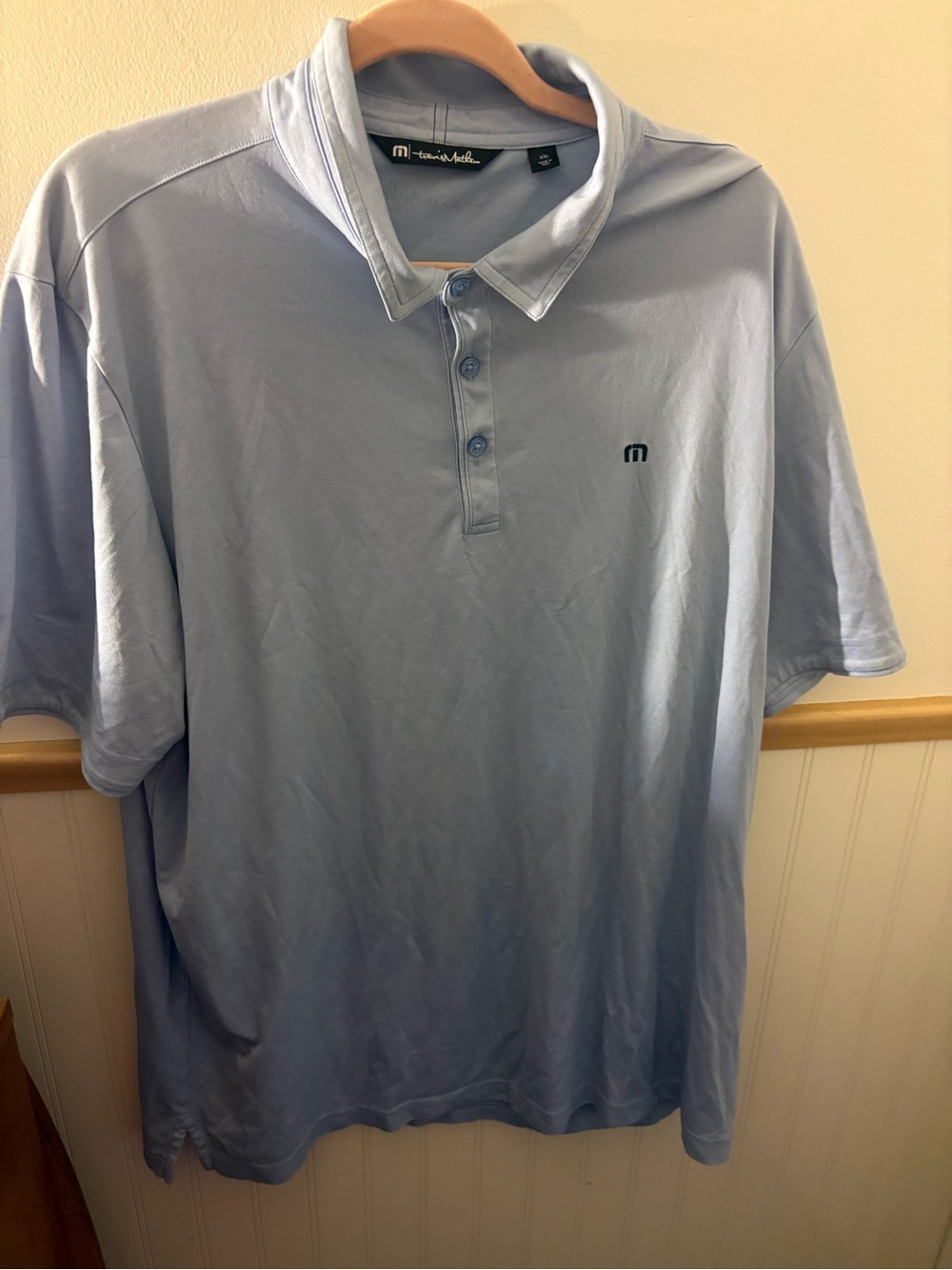 TravisMathew Men’s XXL Light Blue Cotton Blend Golf Polo Shirt